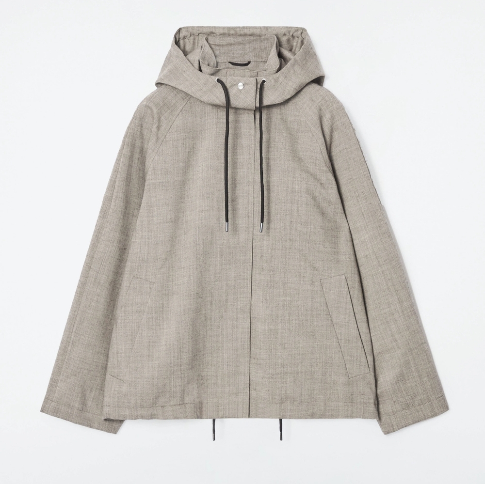 COS Gray Wool Utility Jacket with Hood